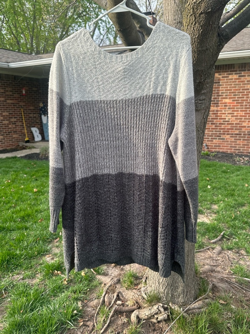 Faded Glory Gray Ombre Knit Tunic Sweater